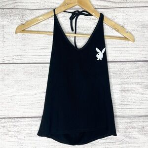 Vintage Playboy Black Halter Crop Top Size Small
